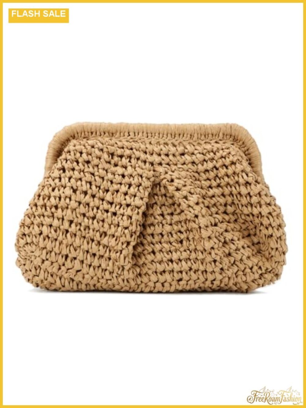 Handwoven Straw Clutch Purse with Detachable Chain Strap Summer Beach Bag